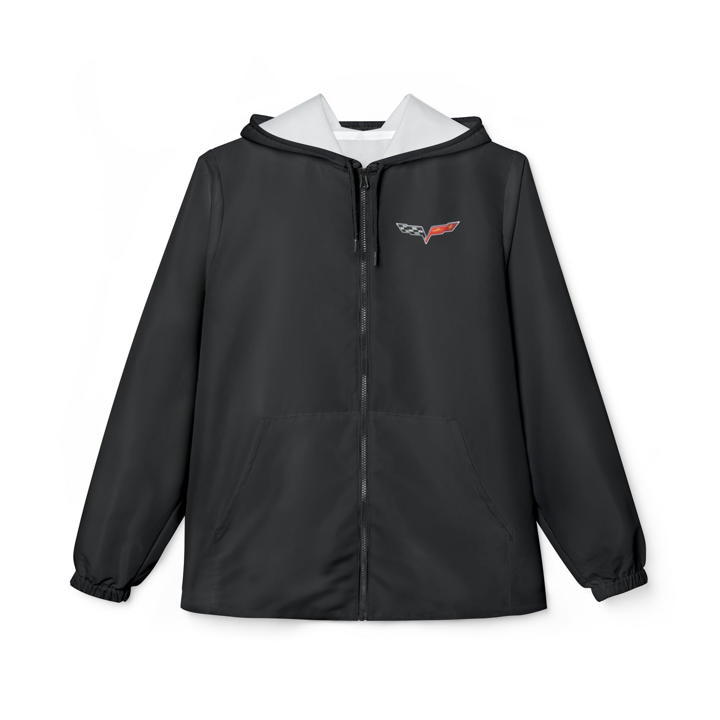 Corvette C6 Lightweight Hooded Windbreaker Jacket, Front Pockets, Elastic Cuffs, Water and Wind resistant
