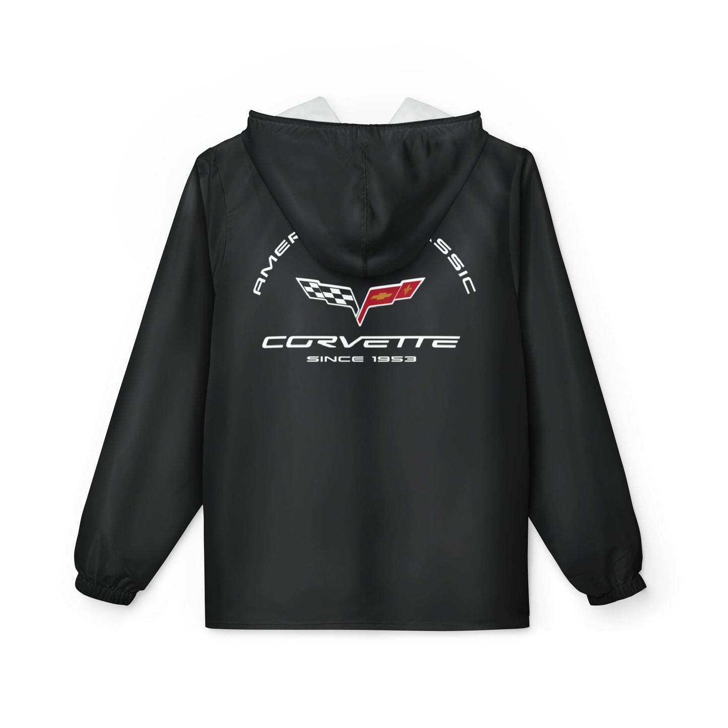 Corvette C6 Lightweight Hooded Windbreaker Jacket, Front Pockets, Elastic Cuffs, Water and Wind resistant