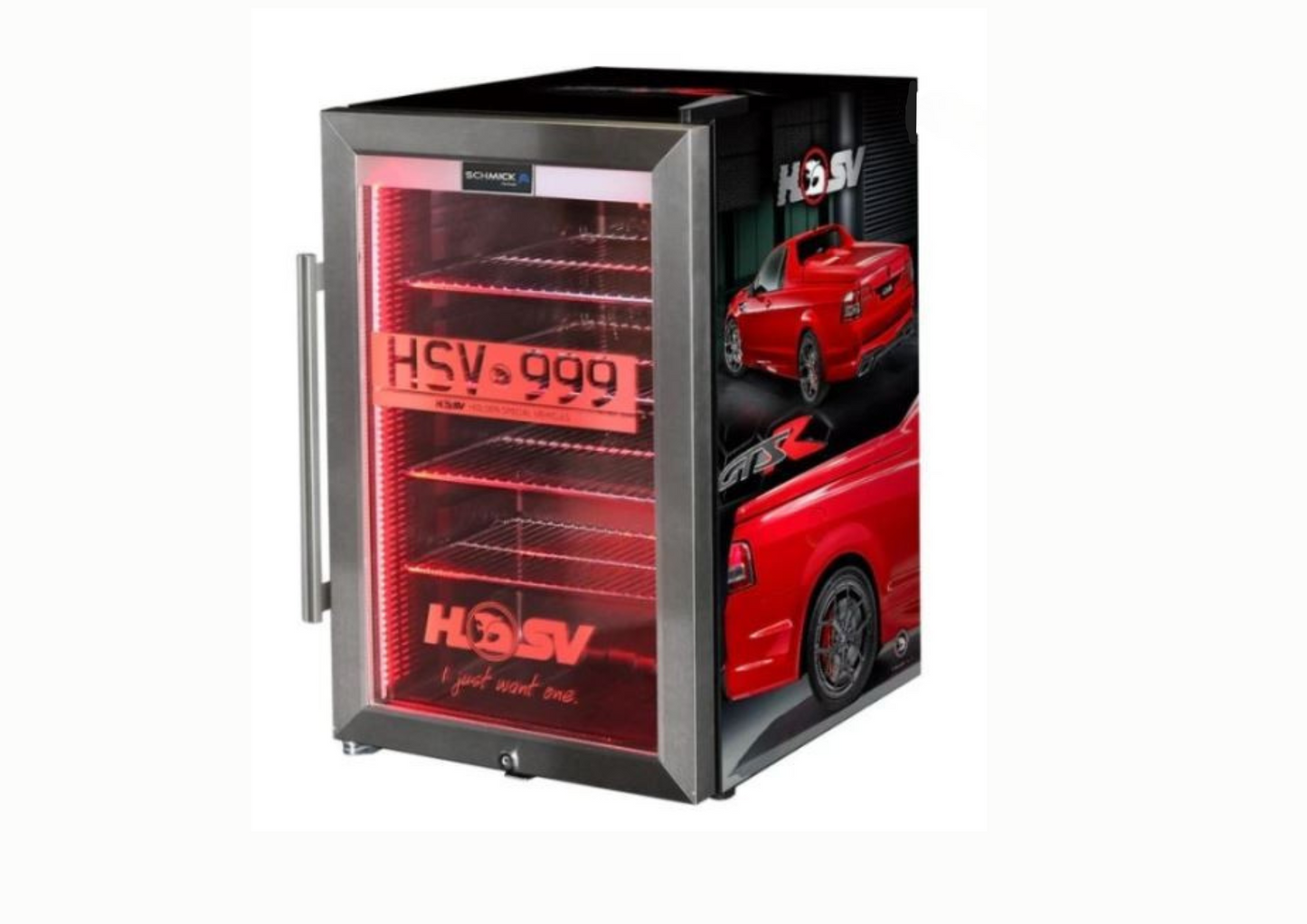 Holden HSV GTSR Maloo Branded 70 Litre Light Up Bar Fridge - Add Your Own Number Plate - FREE SHIPPING IN AUSTRALIA