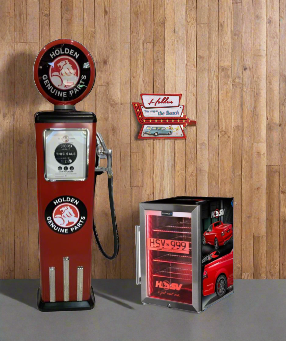 Custom Made 100 KG Steel Petrol Pump Replica LED Light Moulded Top - HOLDEN - SOLD