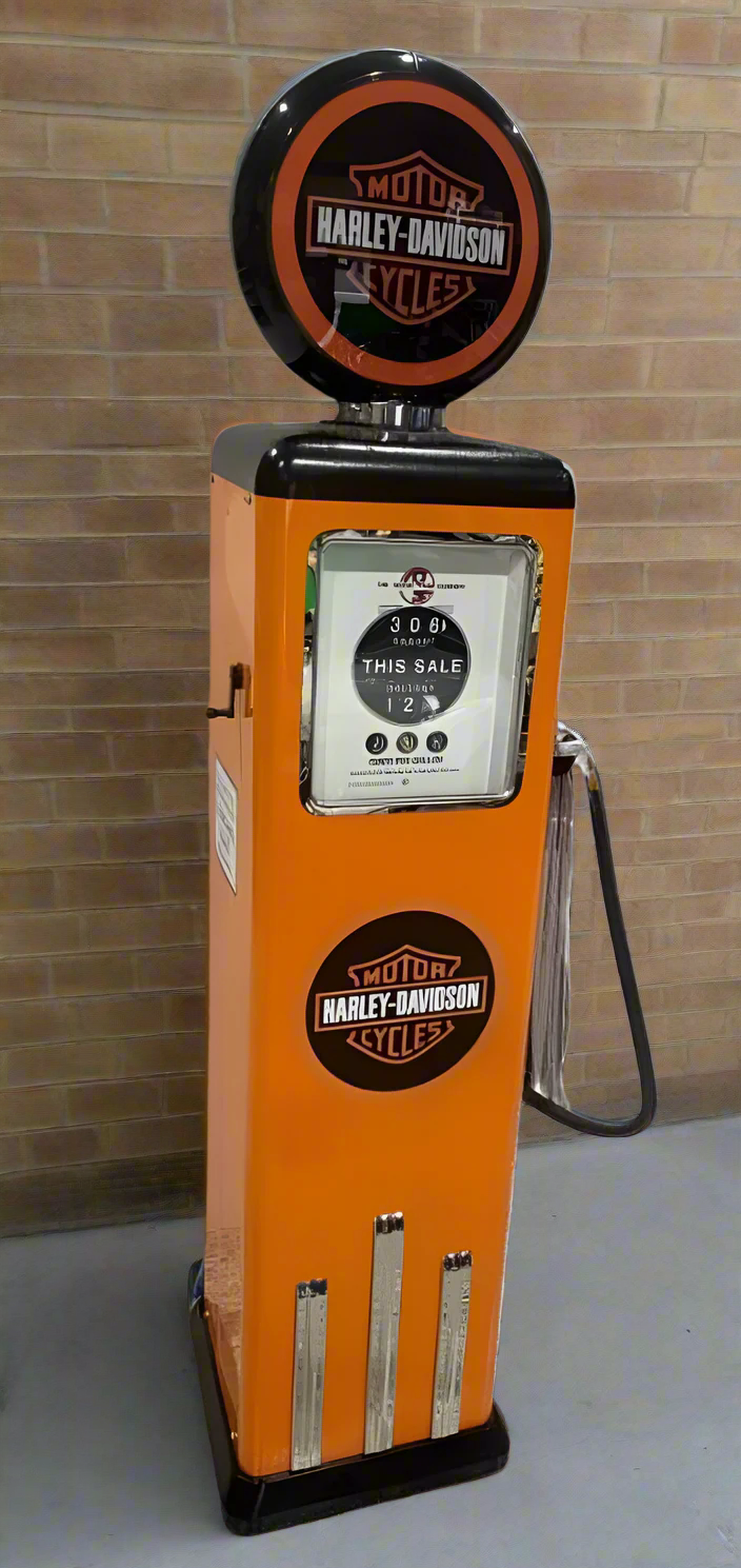 Custom Made 100 KG Steel Petrol Pump Replica LED Light Moulded Top - HARLEY DAVIDSON