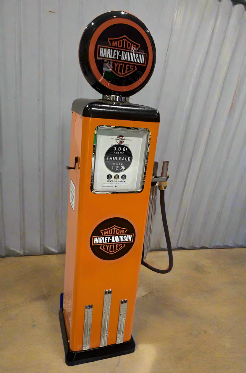 Custom Made 100 KG Steel Petrol Pump Replica LED Light Moulded Top - HARLEY DAVIDSON