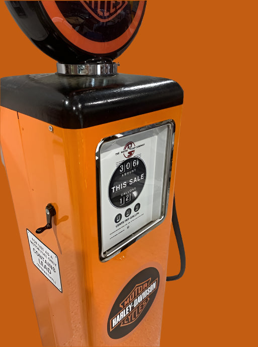 Custom Made 100 KG Steel Petrol Pump Replica LED Light Moulded Top - HARLEY DAVIDSON