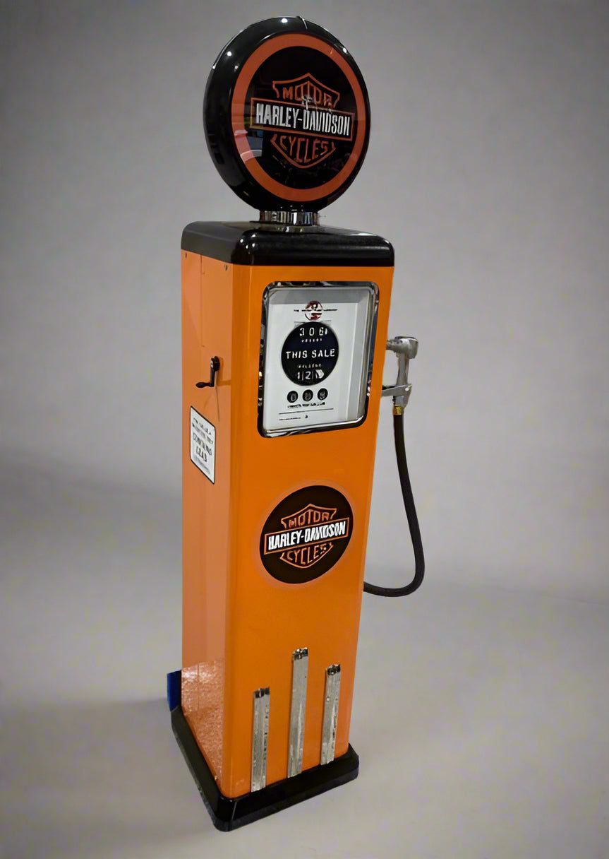 Custom Made 100 KG Steel Petrol Pump Replica LED Light Moulded Top - HARLEY DAVIDSON