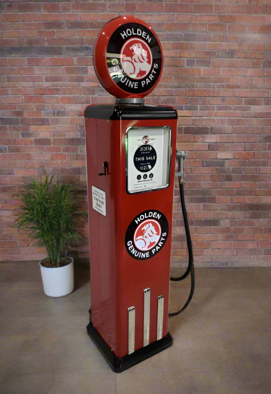 Custom Made 100 KG Steel Petrol Pump Replica LED Light Moulded Top - HOLDEN - SOLD