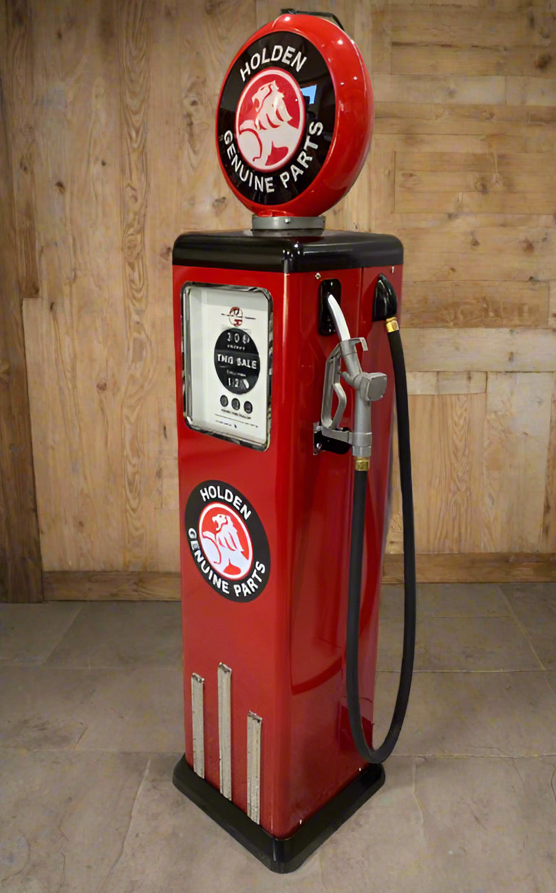 Custom Made 100 KG Steel Petrol Pump Replica LED Light Moulded Top - HOLDEN - SOLD