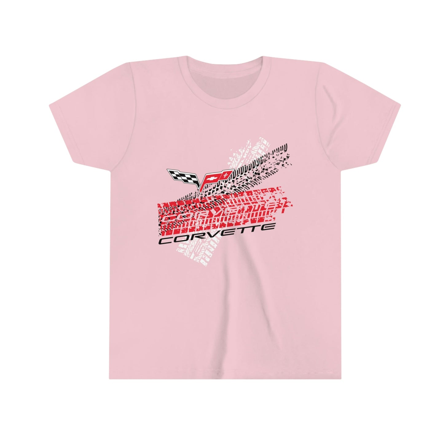 C6 Corvette Tire Tracks Youth Short Sleeve 100% Cotton Tee
