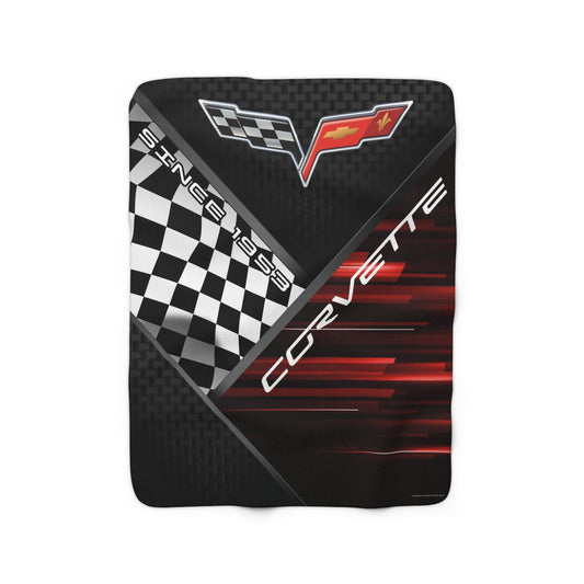 C6 Corvette Checkered Flag Racing Decorative Sherpa Blanket - FREE SHIPPING