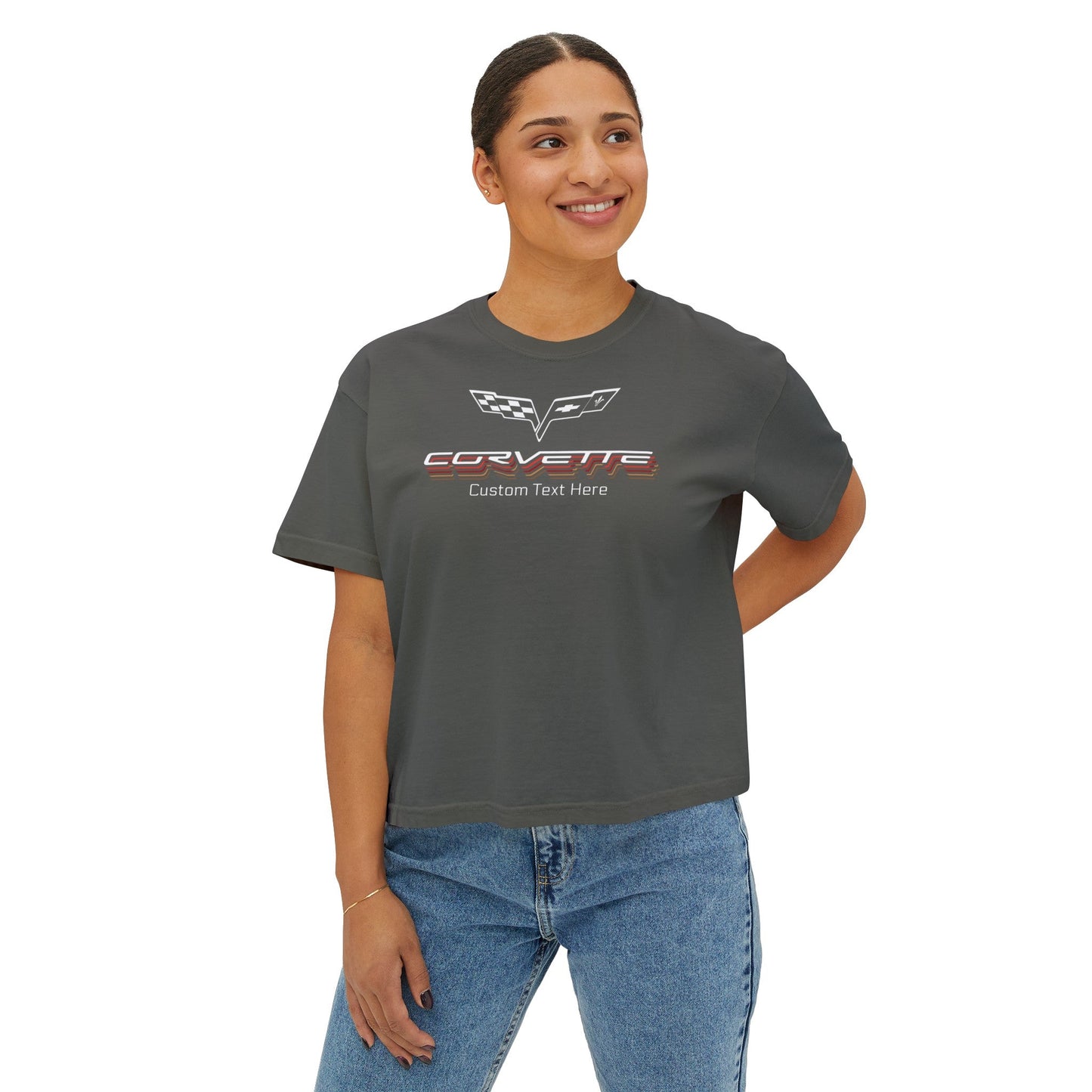 Personalize your C6 Corvette Women's Cotton Boxy Tee in Multiple Colors