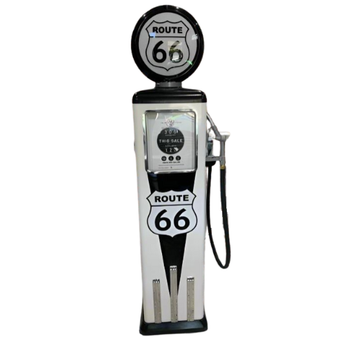 Custom Made 100 KG Steel Fuel Petrol Pump Replica LED Light Moulded Top - ROUTE 66