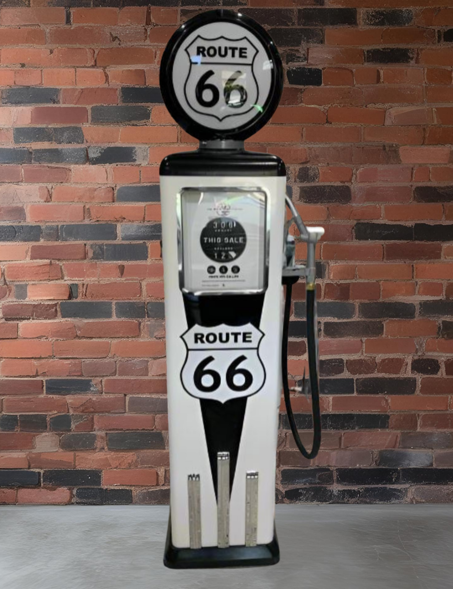 Custom Made 100 KG Steel Fuel Petrol Pump Replica LED Light Moulded Top - ROUTE 66