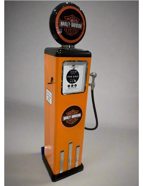 Custom Made 100 KG Steel Fuel Petrol Pump Replica LED Light Moulded Top - HARLEY DAVIDSON