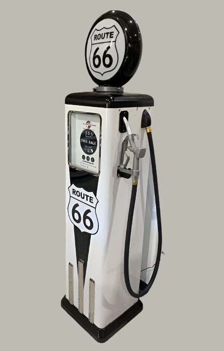 Custom Made 100 KG Steel Fuel Petrol Pump Replica LED Light Moulded Top - ROUTE 66