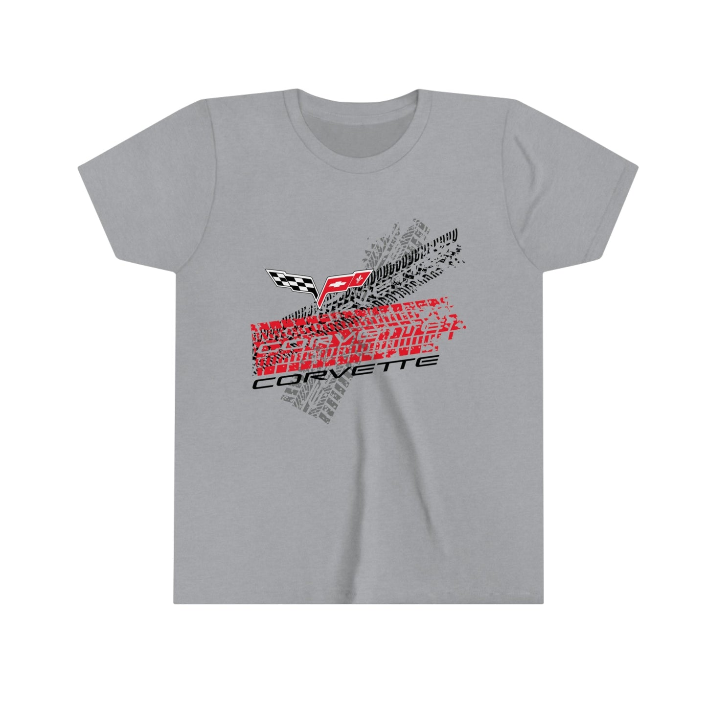 C6 Corvette Tire Tracks Youth Short Sleeve 100% Cotton Tee