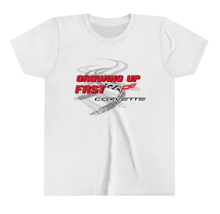 Growing Up Fast C6 Corvette Youth Short Sleeve 100% Cotton Tee, Perfect for any Occasion or Activity