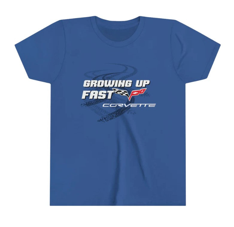 Growing Up Fast C6 Corvette Youth Short Sleeve 100% Cotton Tee, Perfect for any Occasion or Activity