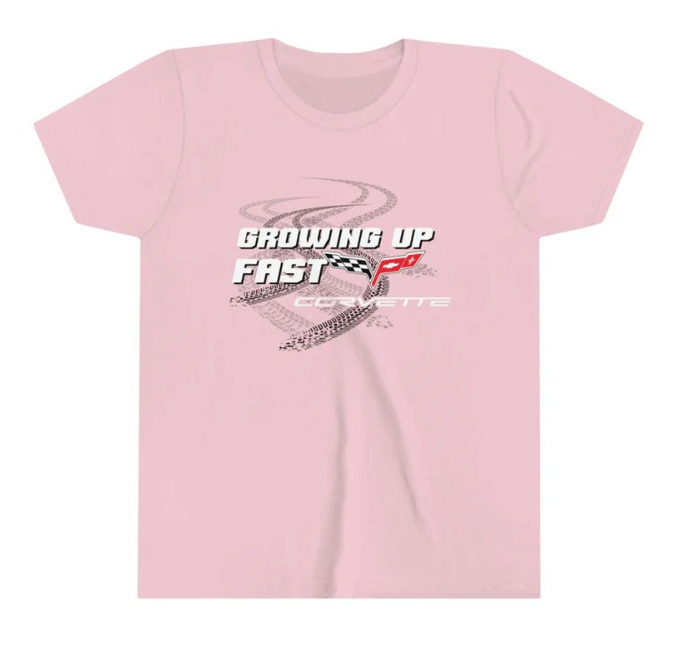 Growing Up Fast C6 Corvette Youth Short Sleeve 100% Cotton Tee, Perfect for any Occasion or Activity
