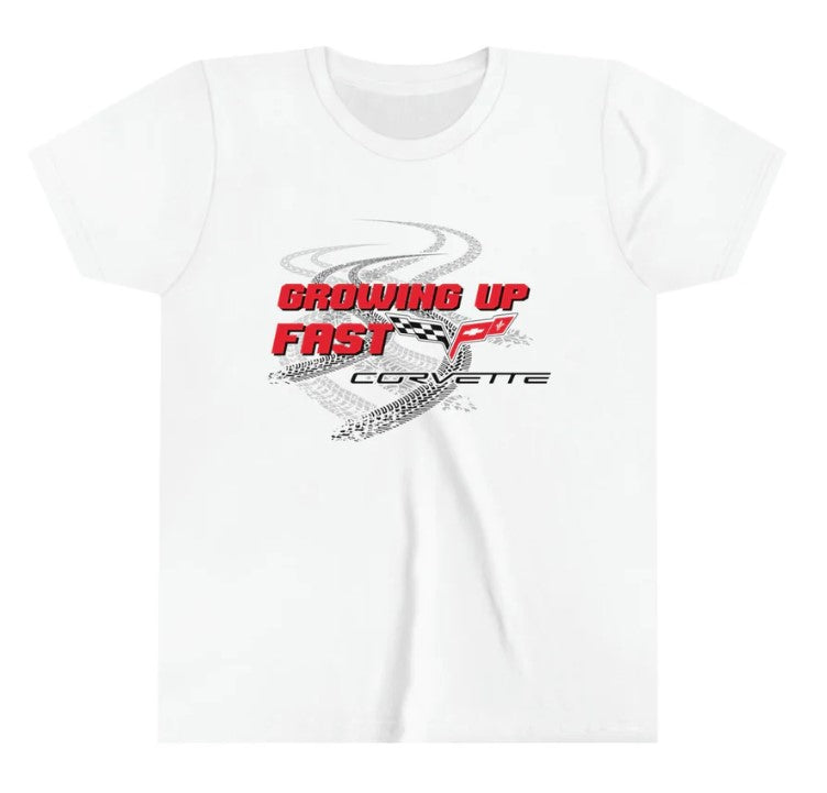 Growing Up Fast C6 Corvette Youth Short Sleeve 100% Cotton Tee, Perfect for any Occasion or Activity